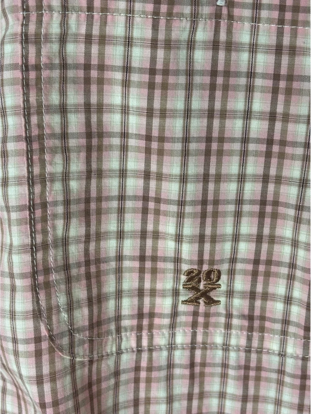 Twenty X Wrangler Men’s XL Plaid Button Down Pink Brown Western Long Sleeve